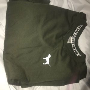 PINK olive green sweatshirt